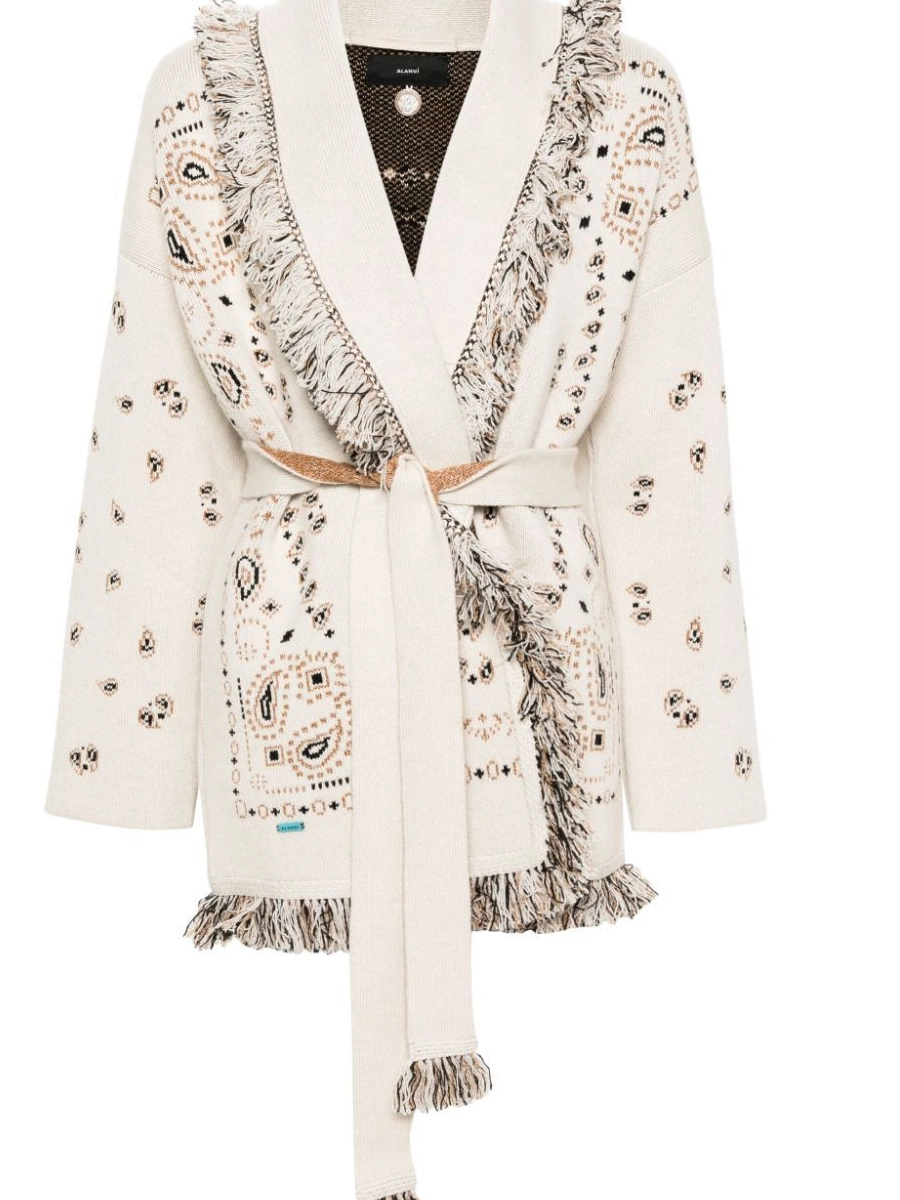 Cheap paisley-jacquard frayed cardigan Alanui Women 0818